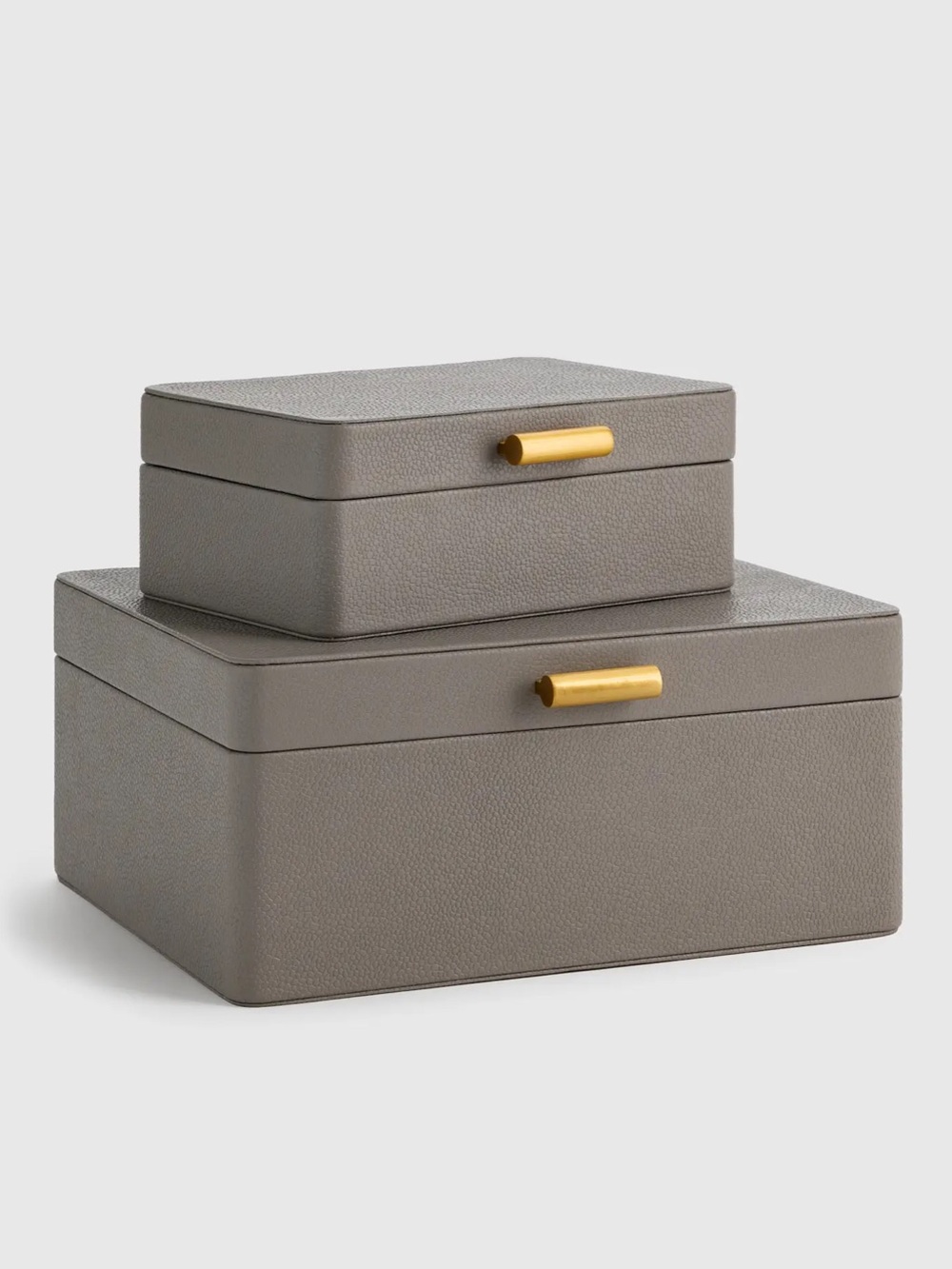 QUINCE Shagreen Leather Decorative Boxes (Set of 2) Grey